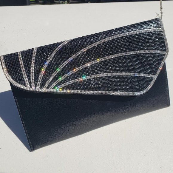 Black and Silver Bejewelled Clutch from Pink Pvssy - Picture 1 of 5